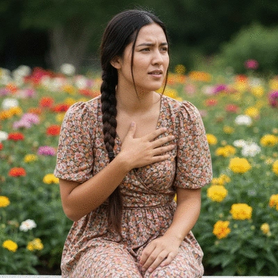 Person experiencing heartburn and finding relief