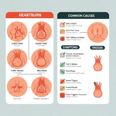 Detailed chart illustrating heartburn symptoms and common causes