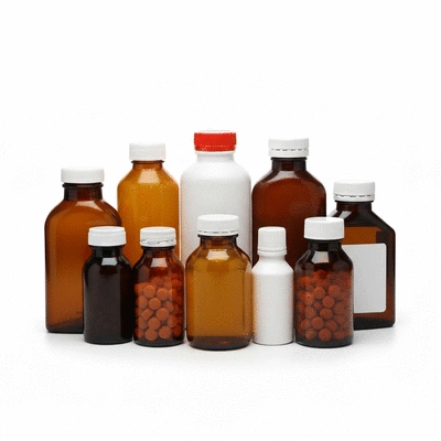 Assortment of heartburn medication bottles on a clean white background